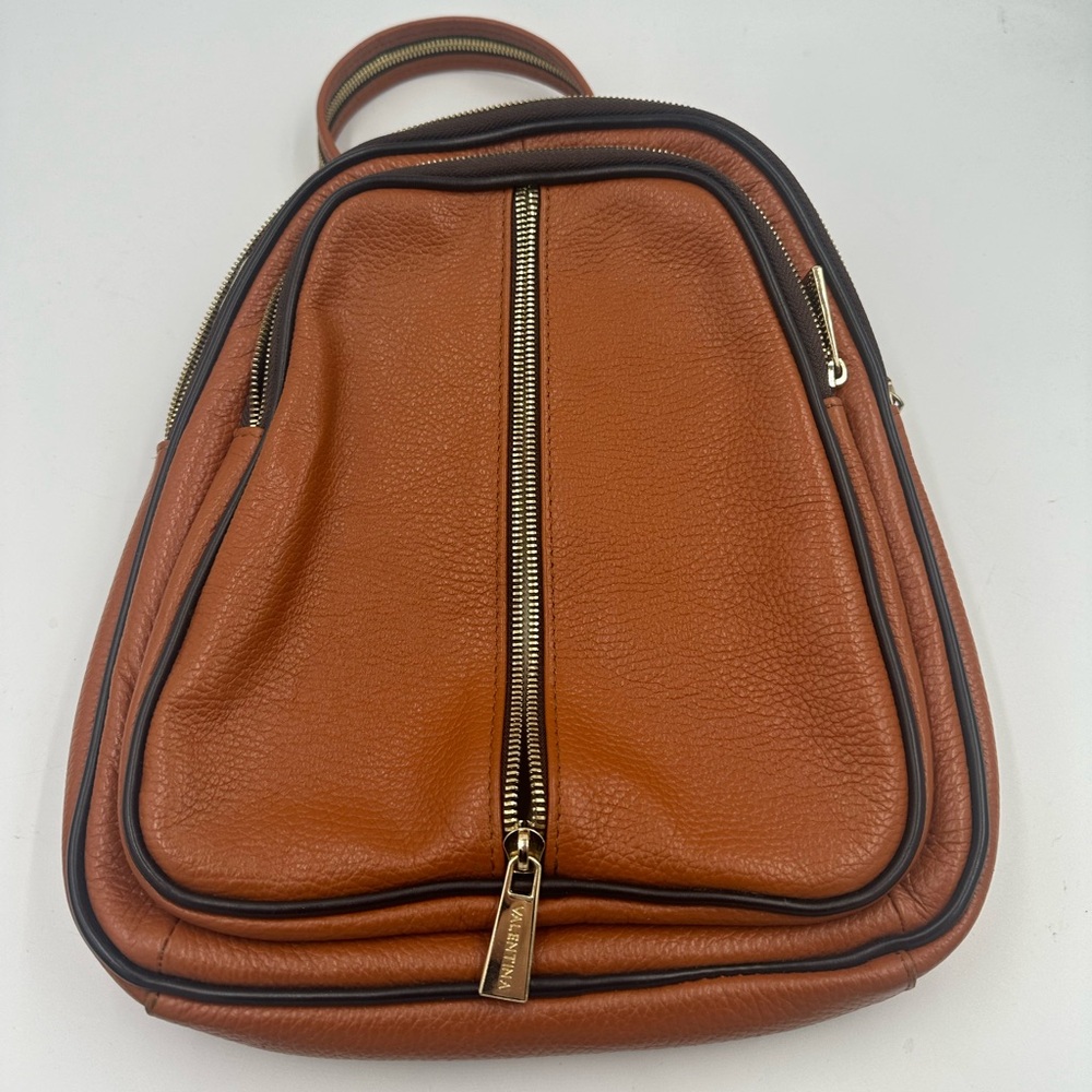 Valentina Brown Leather Zip-Front Women’s Backpack